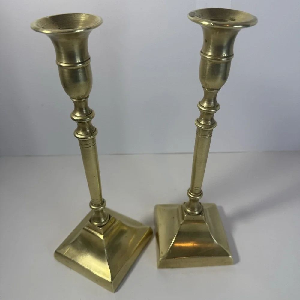 Vintage Pair Of Solid Brass Candle Stick Holder 9.5